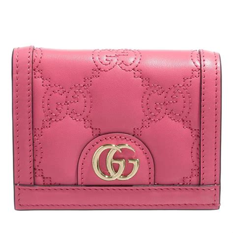 gucci signature leather card case pink|Gucci wallet with coin pouch.